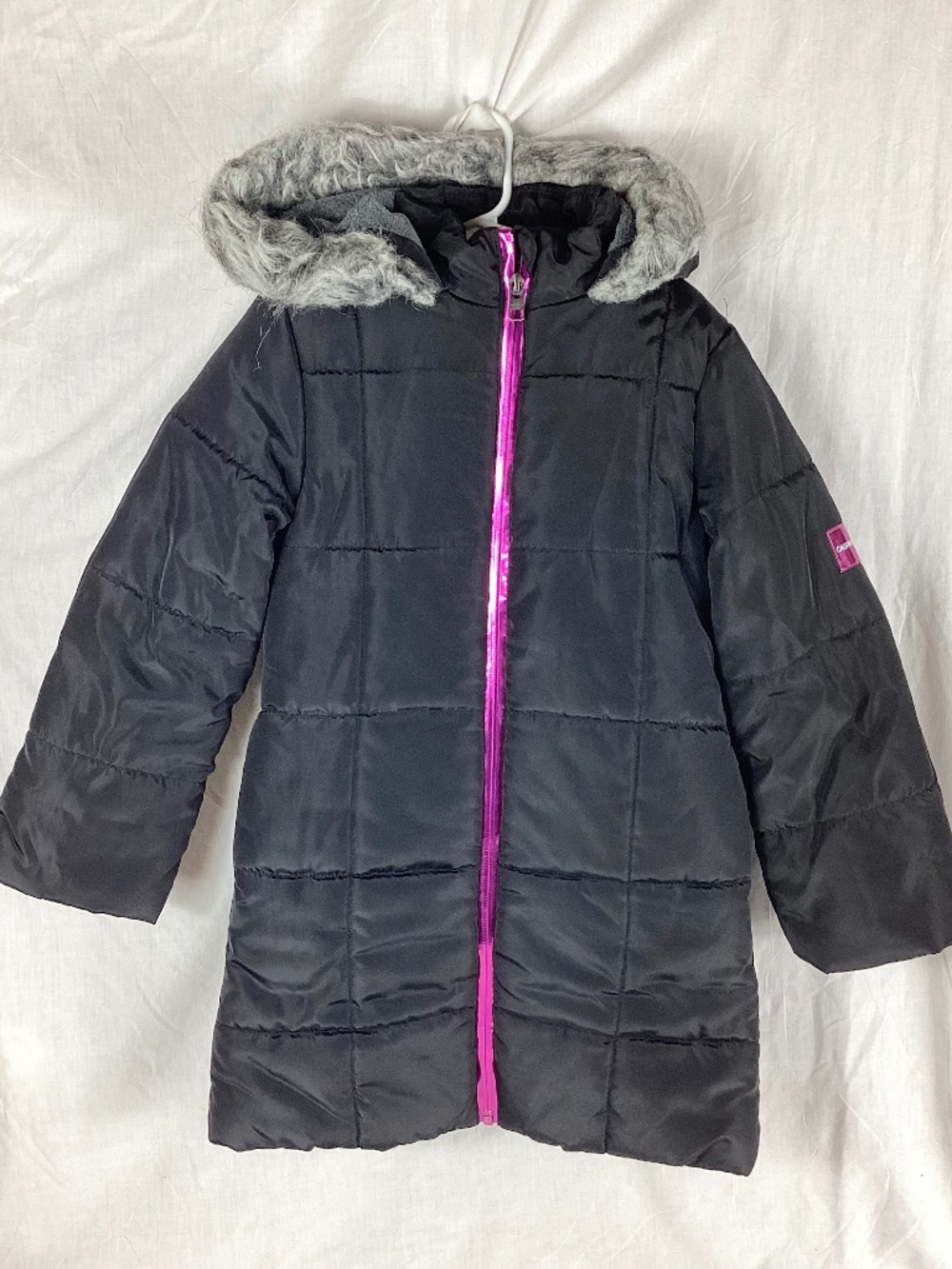Calvin Klein Jeans Girls Hooded Winter Puffer Jacket Coat Size 5/6 Ariel Black